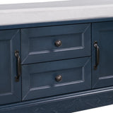 Storage Bench with 2 Drawers and 2 Cabinets, Shoe Bench with Removable Cushion for Living Room, 85506854