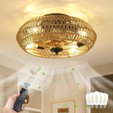 Rattan Ceiling Fan with 5 Bulbs W2738P242331
