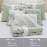 6 Piece Cotton Percale Quilt Set with Throw Pillows Full/Queen B035P294112