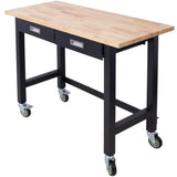 ZNTS 48in Work Bench, Workbench with Drawer Storage, Heavy Duty Bamboo Wood Work Table with Wheels for 11475772