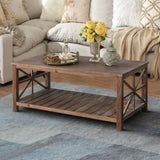 ZNTS 47 Inch Modern Coffee Table with Storage Shelf, Farmhouse Rectangle Living Room Center Table for W1445P162747