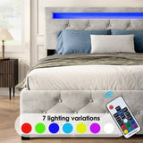 Queen Size Upholstered Platform Storage Bed Frame with 4 Drawers and LED Light,No Box Spring Needed W2889P205106