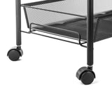 ZNTS Exquisite Honeycomb Net Four Tiers Storage Cart with Hook Black 01157249