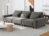 Dark Gray Chenille Deep Seat 3-Seater Sofa with Brushed Stainless Steel Cup Holders and 3 Decorative 15727066