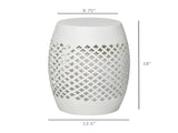 White 12 Inch Round Hollow Drum Patio Table for Balcony Decor 60844858
