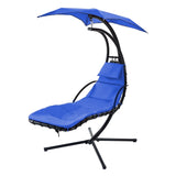 ZNTS Hanging Chaise Lounger with Removable Canopy, Outdoor Swing Chair with Built-in Pillow, Hanging W2505P151712