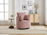 Pink Swivel Accent Chair,Round Swivel Barrel Chair,Armchair Upholstered Living Room Chair Corduroy W2120P293678
