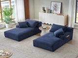 Compressible double chaise lounge with cupholders - No Assembly Required, Fluffy Modern Sleeper W2339P346396