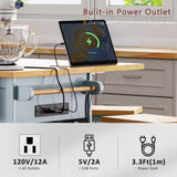 K&K 53inch Large Island with Drop Leaf,Power Outlet,Door Internal Storage Rack,Rolling N707P185531G