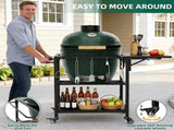 Outdoor Grill Table for Big Green Egg Style BBQ, Heavy Duty Metal Cart Prep Table with Wheels, 09927084