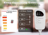 71 x 31 Inch White Massage Bed Warmer Heating Pad with 5 Heat Settings Machine Washable Design 59519668