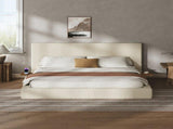 California King Upholstered Platform Bed Frame with Sliding Side Shelves, Corduroy Padded Bed with W1820P510295