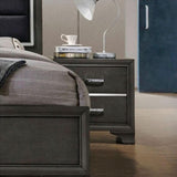 2 Drawers Solid Wood Nightstand in Gray Finish B016P253437