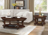 42'' oval wood coffee table for Living Room, 2-Tier Solid Wood Cocktail Table with Open Storage W1202P164013