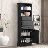 ZNTS Black Tall Storage Cabinet with 3 Drawers and Adjustable Shelves for Bathroom, Study, Office and WF323347AAB