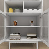 Living room White wine cabinet with removable wine rack and wine glass rack, a glass door cabinet W28265029