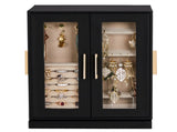 360&deg Rotating Jewelry Box with 5 Drawers - Black Cabinet & Pink Velvet Interior 91896017