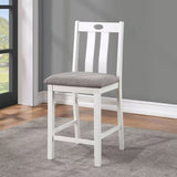 White Solid wood 5pc Counter Height Dining Set Table 4x Gray Linen Like Fabric Cushions Seats B011P230002