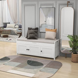 Storage Bench with 3 Shutter-shaped Doors, Shoe Bench with Removable Cushion and Hidden Storage 70290505