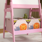 Doubel-Sided Easel w/ Whiteboard, Chalkboard, Storage Boxes Pink 34943519