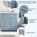 ZNTS 30-Inch Blue Bathroom Vanity with Ceramic Sink Combo, Abundant Storage Cabinet - 2 Soft close Doors WF532032AAC