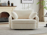 40.55''W Swivel Accent With 2 Thorw Pillows 360 Degree Swivel Round Sofa Modern Oversized Arm W1298P202213