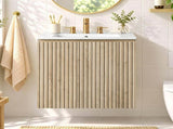 24-Inch Wall-Mounted Bathroom Vanity with Ceramic Sink, 2-Door Cabinet, U-Shaped Adjustable N729P512888N