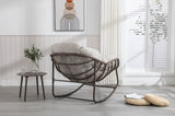 Outdoor Rattan Rocking Chair,Padded Cushion Rocker Recliner Chair Outdoor for Front Porch, Living W640105281