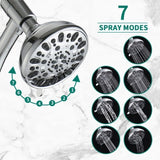Drill-Free Stainless Steel Slide Bar Combo Rain Showerhead 7-Setting Hand, Dual Shower Head Spa W1219P155528