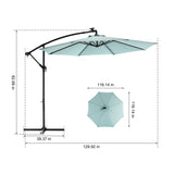 10ft Solar LED Offset Hanging Market Patio Umbrella W640140292