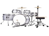 14"x10" 5-Pieces Junior Kids Drum Set Kit Pedal Drum Stick Wrench Drum Stool Silver 96527126