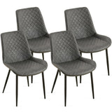 Dark Grey Set of 4 Leathaire Dining Chairs ,Mid-Century Modern Leathaire Chairs Kitchen Living Room W1164P225818