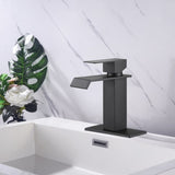 Waterfall Spout Bathroom Faucet,Single Handle Bathroom Vanity Sink Faucet TH1008MB