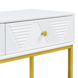 TREXM Modern Sleek Console Table Two Drawers with Stripe Design for Living Room and Entryway N715P201976K
