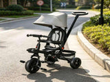 Gray 5 in 1 Foldable Toddler Trike Travel-Friendly with Storage, Reversible Seat, Safety Harness 42686749