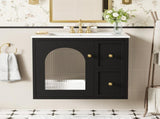 24" Bathroom Vanity Set Wall Mounted for Small Space, Bathroom Cabinet with Ceramic Sink, 2 Drawers N710P286704B