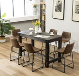 Bronco Antique Wood Finished Counter Height Dining Set Table and Six Brown Chairs T2574P195184