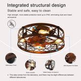 (Amazon No Listing)Caged Ceiling Fans with Lights Black, 20 inch Flush Mount Ceiling Fan Light, W1340103794