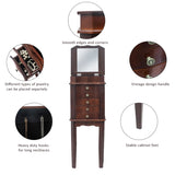 ZNTS Standing Jewelry Armoire with Mirror, 5 Drawers & 6 Necklace Hooks, Jewelry Cabinet Chest with Top 95157130