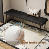 59*17 Inch Multifunctional Black Shoe Bench - Faux PU Cushion, Sturdy Metal Legs With Gold W1151P214997