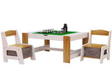 Kids 2 in 1 Play Table & 2 Chairs Set,with 7 Storage Compartments,Compatible with LEGO Building W282P182328