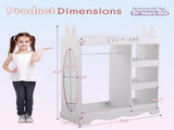 White MDF Particleboard Children's Wardrobe with 1 Mirror, 3 Shelves, and 1 Clothes Rod Rabbit 80169276