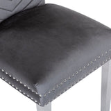 ZNTS Eva 2 Piece Stainless Steel Legs Chair Finish with Velvet Fabric in Gray 733569236183