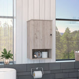 Medicine Single Door Cabinet 28" H, One Shelf, Two Interior Shelves, Light Gray B097132902