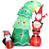 ZNTS 6 FT Lighted Christmas Inflatable Decoration, Inflatable Christmas Tree with Elf and Santa Claus, 17342073