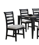 ZNTS Modern 2pc Dining Chairs Black Ladder Back Frame Upholstered Cushion Seat Rubberwood Kitchen Dining B011P218339