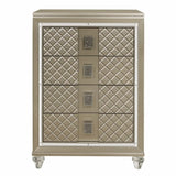 Glamorous Champagne Finish 1pc Chest of 4 Drawers Acrylic Feet Luxury Bedroom Furniture Beveled B011P172674