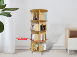 4-Layer Rotating Bookcase 360 Rotating Display Rack Pine Wood Rotating Bookshelf 25449992
