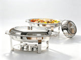 2pcs Stainless Steel Glass 6L Viewable Disassembly Buffet Stove, Oval Shape, Silver 81833216