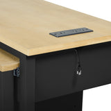 K&K 47 inch Kitchen Island with Extendable Dining Table, Rubber Wood Veneer Kitchen Table with N707P215327B